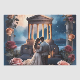 Mooie bruid & bruidegom Staand bij het Zee Tissuepapier