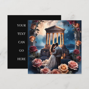 Mooie Bruid & Bruidegom Staande aan de Zee Kaart