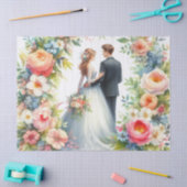 Mooie bruid en bruidegom bloemenbruiloft tissuepapier (Craft)