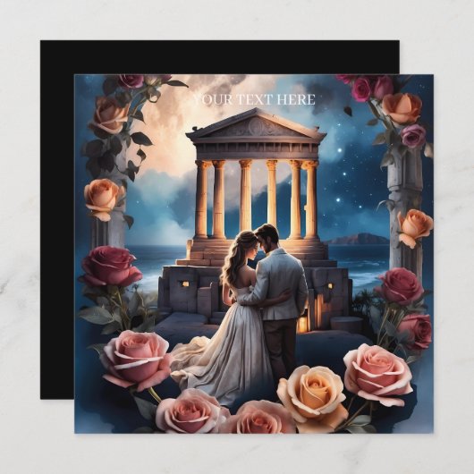 Mooie bruid en bruidegom staande aan de zee kaart (Voorkant / Achterkant)