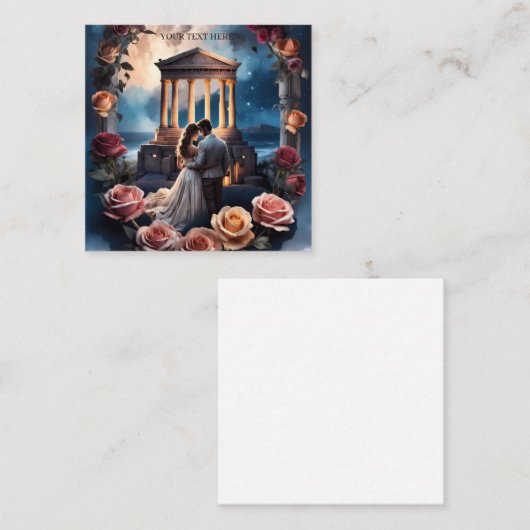 Mooie bruid en bruidegom staande aan zee informatiekaartje (Voorkant / Achterkant)