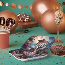 Mooie bruid en bruidegom staande aan zee papieren bordje