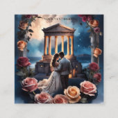 Mooie bruid en bruidegom staande bij de zee informatiekaartje (Voorkant)