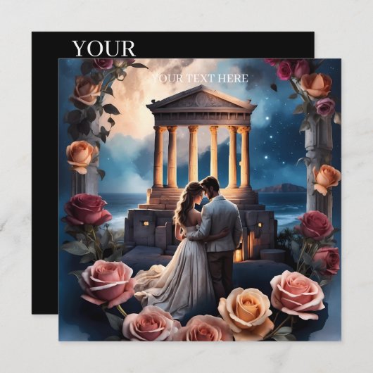 Mooie bruid en bruidegom staande bij de zee kaart (Voorkant / Achterkant)