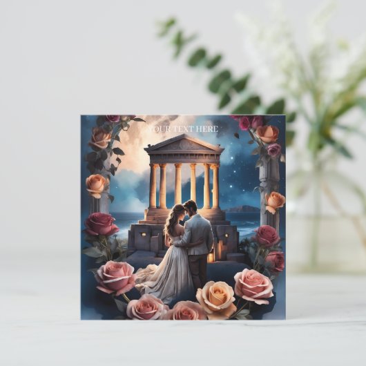 Mooie bruid en bruidegom staande bij de zee kaart (Staand voorkant)