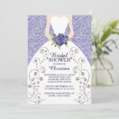 Mooie bruid glitter bruids douche uitnodiging (Staand voorkant)