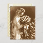 Mooie bruid met een roos boeket briefkaart (Voorkant / Achterkant)