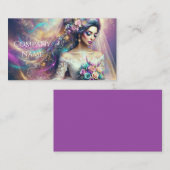 Mooie bruid met kleurrijk glitter ontwerp visitekaartje (Voorkant / Achterkant)