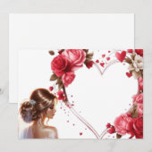 Mooie Bruid met Roze Rozen Hart Kaart (Voorkant / Achterkant)