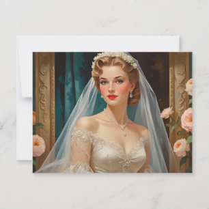 Mooie  bruid met Rozen Illustratie Briefkaart