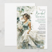 Mooie bruid met trouwjurk en boeket kaart (Voorkant / Achterkant)