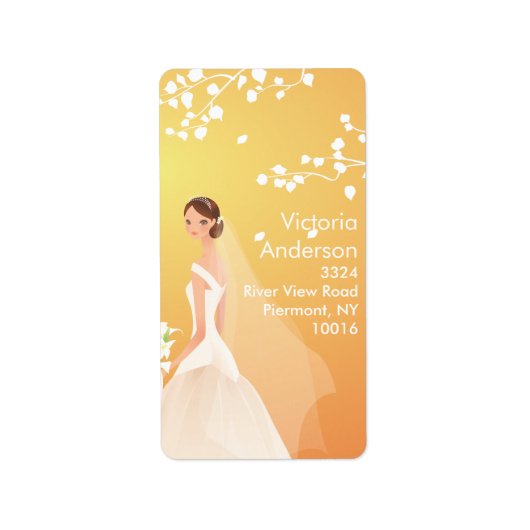 Mooie bruid retour adreslabels. etiket (Voorkant)