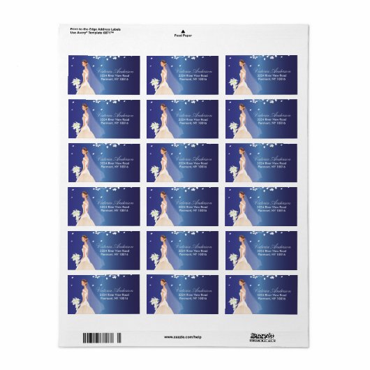 Mooie bruid retour adreslabels. etiket (Full Sheet)