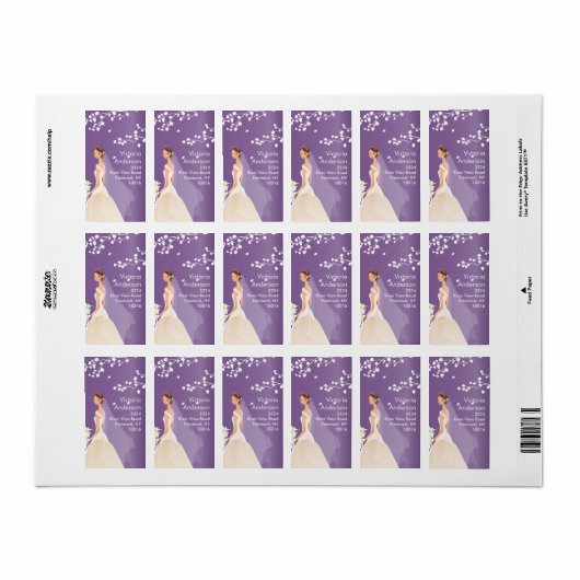 Mooie bruid retour adreslabels. etiket (Full Sheet)