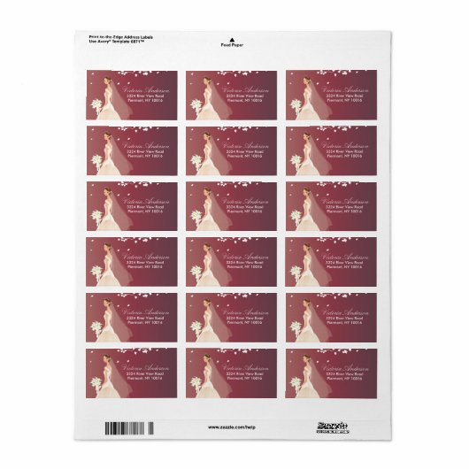 Mooie bruid retour adreslabels. etiket (Full Sheet)