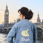 Mooie bruid witte zwaan denim jacket