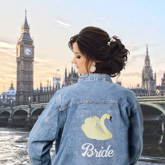 Mooie bruid witte zwaan denim jacket