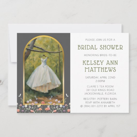 Mooie bruids jurk douche uitnodiging (Voorkant)