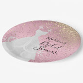 Mooie Bruidsdouche - Roze Papieren Borden Bordje (Gekanteld)