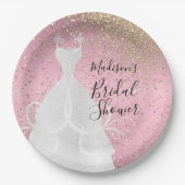 Mooie Bruidsdouche - Roze Papieren Borden Bordje (Voorkant)