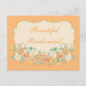 Mooie bruidsmeisje perzik bloem briefkaart (Voorkant)