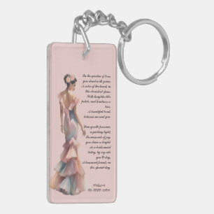 Mooie Bruidsmeisje Stof Roze Toegewijd Ode  Sleutelhanger