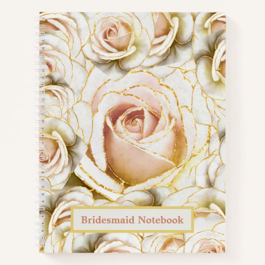 Mooie bruidsmeisje witte en roze glitterij Rozen Notitieboek (Voorkant)