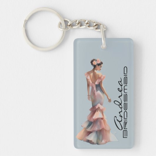 Mooie Bruidsmeisje Zachte Pastel Toegewijd Ode  Sleutelhanger (Voorkant)
