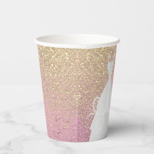 Mooie Bruidsuitnodiging - Roze Pracht Papieren Bekers (Rechts)
