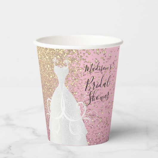 Mooie Bruidsuitnodiging - Roze Pracht Papieren Bekers (Voorkant)