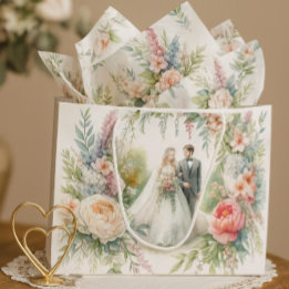 Mooie bruiloft Bloemen met bruid bruidegom Gift Ba Groot Cadeauzakje