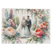 Mooie bruiloft Bloemen met bruid bruidegom Gift Ba Groot Cadeauzakje (Achterkant)