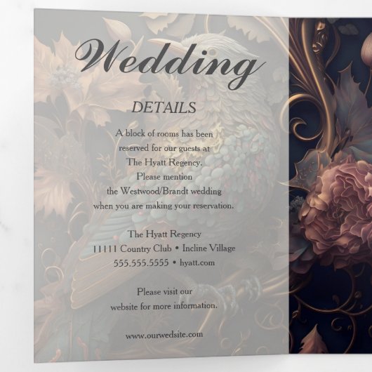 Mooie bruiloft drieluik uitnodiging (Binnenzijde eerst)