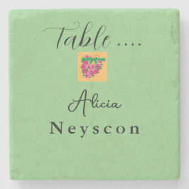 Mooie bruiloft groene perzik bloemen hart stenen onderzetter