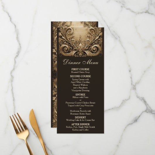 Mooie bruiloft menu (Voorkant / Achterkant in situ)