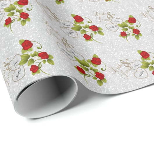 Mooie bruiloft met rode rozen cadeaupapier (Rol Hoek)