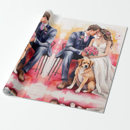 Mooie bruiloft paar aquarel cadeaupapier