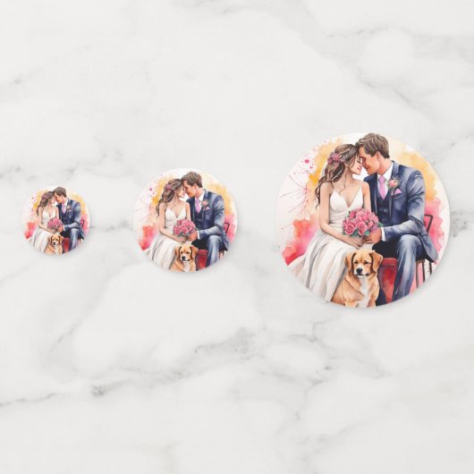 Mooie bruiloft paar aquarel confetti (Achterkanten)