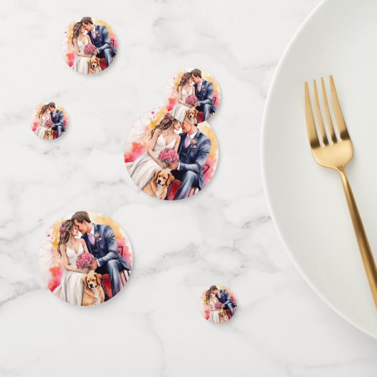 Mooie bruiloft paar aquarel confetti (Groep)