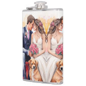 Mooie bruiloft paar aquarel heupfles (Links)