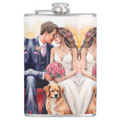 Mooie bruiloft paar aquarel heupfles (Voorkant)