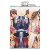 Mooie bruiloft paar aquarel heupfles (Achterkant)