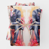 Mooie bruiloft paar aquarel inpakpapier vel (In situ)