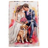 Mooie bruiloft paar aquarel medium cadeauzakje (Voorkant)