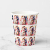 Mooie bruiloft paar aquarel papieren bekers (Voorkant)