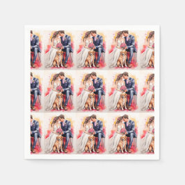 Mooie bruiloft paar aquarel servet