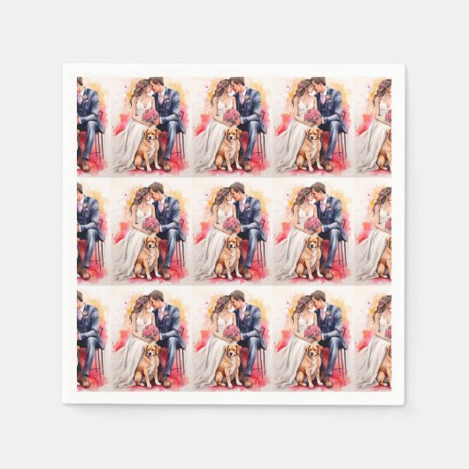 Mooie bruiloft paar aquarel servet (Voorkant)