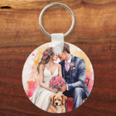Mooie bruiloft paar aquarel sleutelhanger (Achterkant)