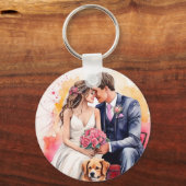 Mooie bruiloft paar aquarel sleutelhanger (Voorkant)