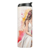 Mooie bruiloft paar aquarel thermosbeker (Gedraaid links)